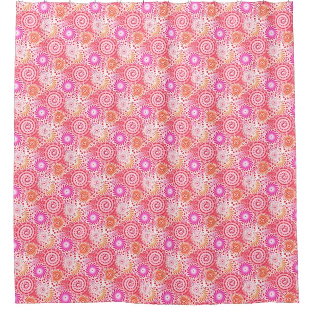 Cortina Para Chuveiro Coral, cor-de-rosa e creme (Frente)