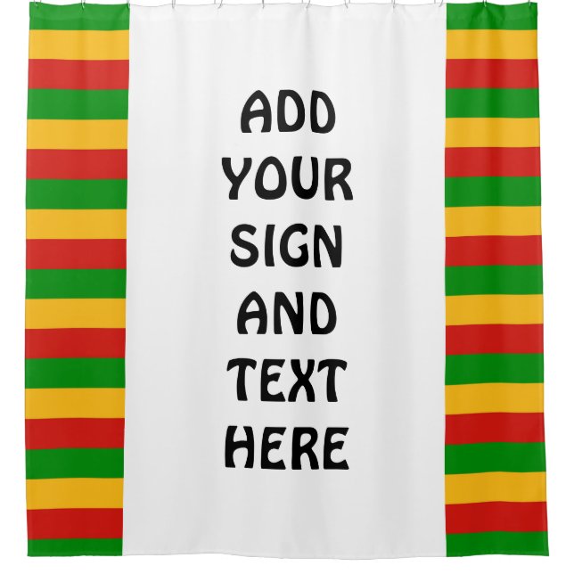 Cortina Para Chuveiro CORES DA BANDEIRA RASTAFARI + suas ideias (Frente)