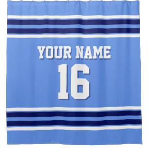 Cortina Para Chuveiro Cornflower Blue Marinho White Stripes Sports Jerse