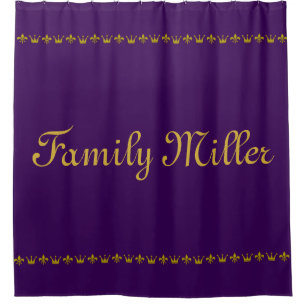 Cortina Para Chuveiro Coroa do vintage & beira douradas do lírio + suas