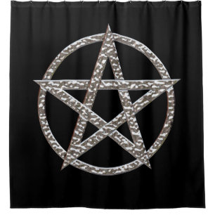 Cortina Para Chuveiro Cortina de Chá Cromo de Hammered Pentagram
