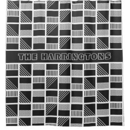 Cortina Para Chuveiro Cortina de chá de monograma personalizada em quadr