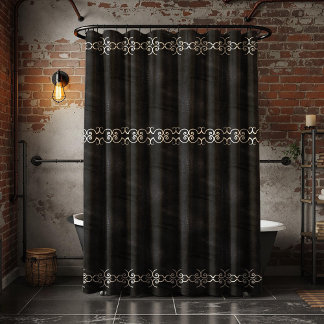 Cortina Para Chuveiro Couro Suede Preto Suave