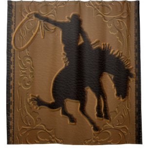 Cortina Para Chuveiro Couro Western Selvagem Oeste Rustico País Cowboy