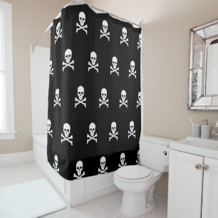 Cortina Para Chuveiro Crânio de bandeira de pirata e Crossbones Roger