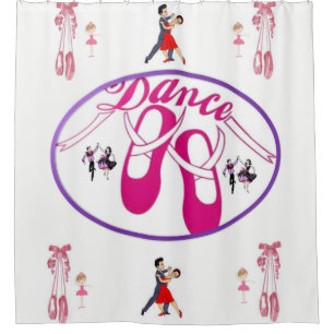 Cortina Para Chuveiro criança dança cor-de-rosa branca com chuveiro