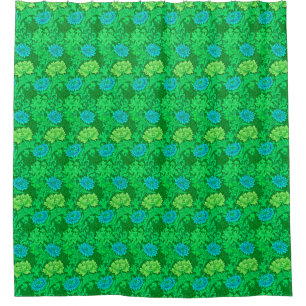 Cortina Para Chuveiro Crisântemos, verde limão & Aqua de William Morri
