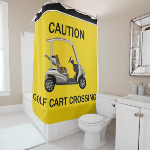 Cortina Para Chuveiro Cruzamento amarelo do carro de golfe do cuidado