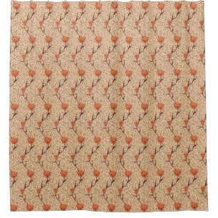 Cortina Para Chuveiro Damasco da tulipa de Nouveau da arte, alaranjado e