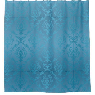 Cortina Para Chuveiro Damasco Glam moderno de turquesa do vintage