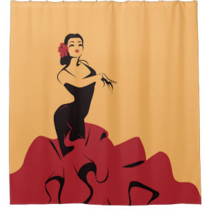 Cortina Para Chuveiro dançarino do flamenco em uma pose espectacular