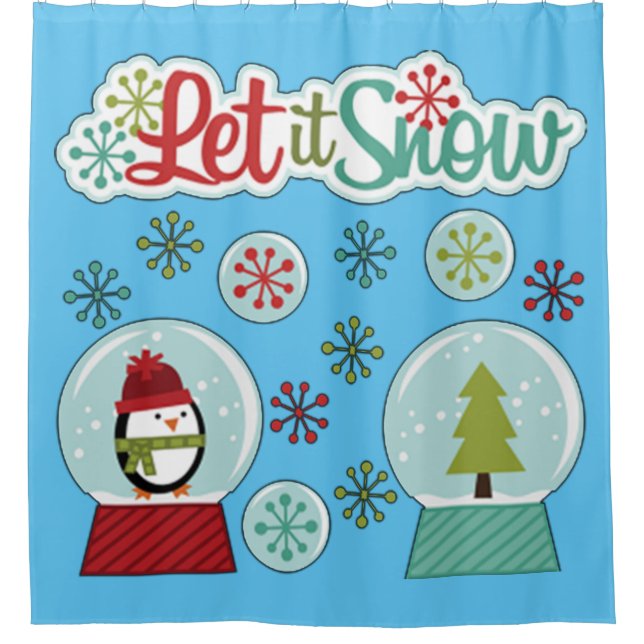 Cortina Para Chuveiro Deixe-o nevar pinguim (Frente)
