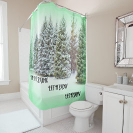 Cortina Para Chuveiro Deixem-na Neve Pinheiros Verde Brilhando Cena de i