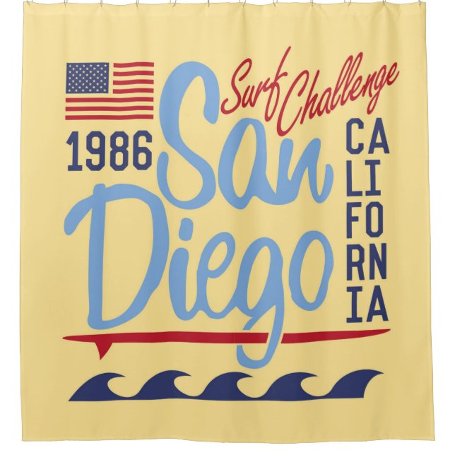 Cortina Para Chuveiro Desafio do Surf San Diego de 1986 (Frente)