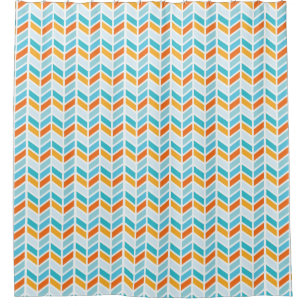 Cortina Para Chuveiro Design corajoso alaranjado e azul do teste padrão