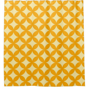 Cortina Para Chuveiro Design de Padrão de Geocircles Amarelo Dourado