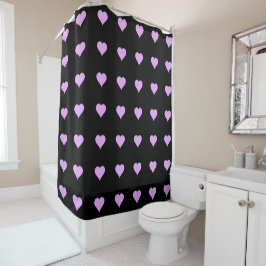 Cortina Para Chuveiro Design gótico de coração preto e rosa