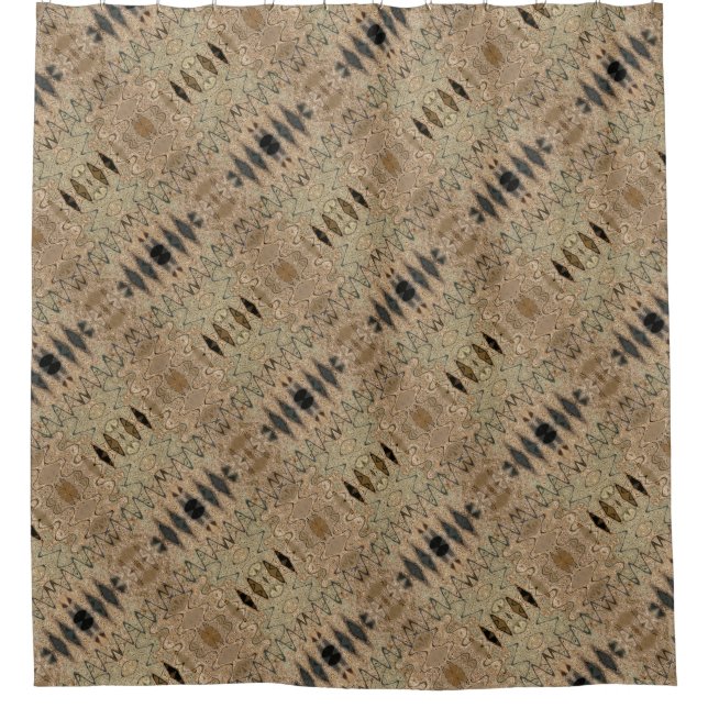 Cortina Para Chuveiro Design preto bege da terra (Frente)