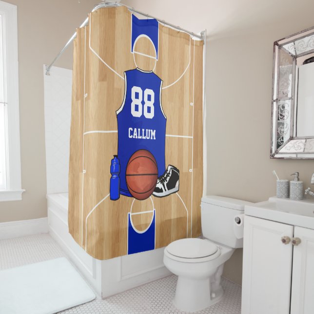 Cortina Para Chuveiro Designer de basquetebol personalizável (In Situ)