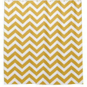 Cortina Para Chuveiro Divisor Branco e Dourado moderno, riscado