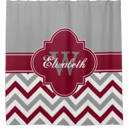 Cortina Para Chuveiro Dk Cinza Wt Burgundy LG Chevron 1ICBR Nome Monogra