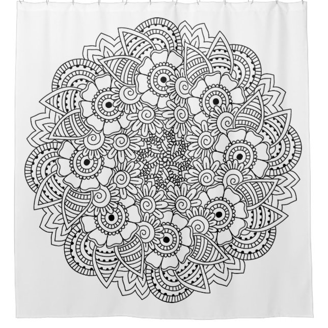 Cortina Para Chuveiro Doodle redondo do design (Frente)