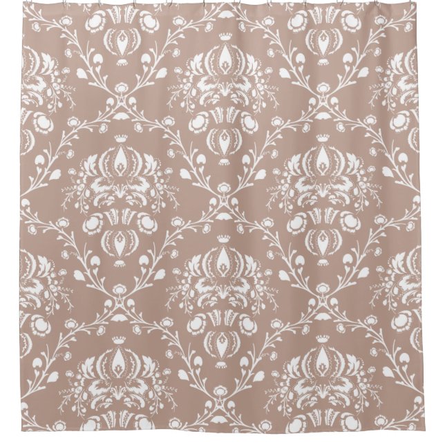 Cortina Para Chuveiro EggPlant Purple Damask (Frente)