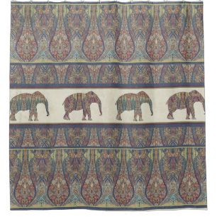 Cortina Para Chuveiro Elefantes Kashmir Pattern Tribal Boho Bohemian