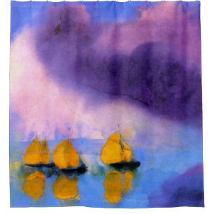 Cortina Para Chuveiro Emil Nolde - Mar com Nuvens Roxas e Barcos à Vela