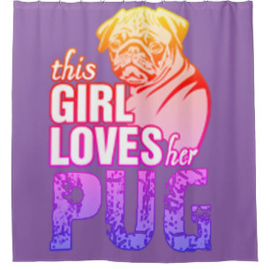Cortina Para Chuveiro Esta menina ama seu Pug