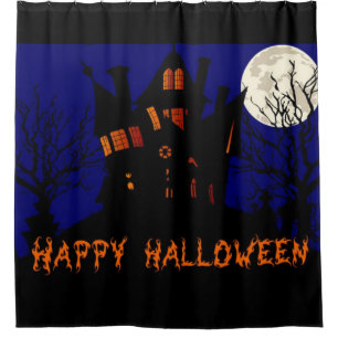 Cortina Para Chuveiro Feliz Halloween, Casa Assombrada