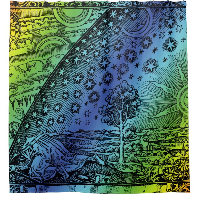 Cortina Para Chuveiro Flammarion Heaven and Earth Engraving Trabalho de  (Frente)
