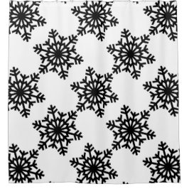 Cortina Para Chuveiro Flocos de neve pretos