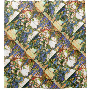 Cortina Para Chuveiro Flores das glicínias do vitral de Nouveau Tiffany