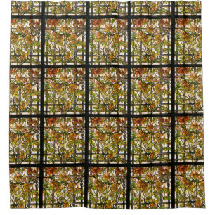 Cortina Para Chuveiro Flores de trombeta do vitral de Nouveau Tiffany da