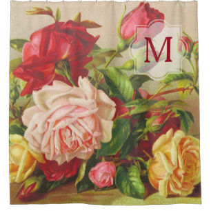 Cortina Para Chuveiro Flores do buquê dos rosas do Victorian do vintage