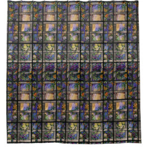 Cortina Para Chuveiro Flores do Clematis do vitral de Nouveau Tiffany da