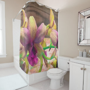 Cortina Para Chuveiro Florescência das orquídeas