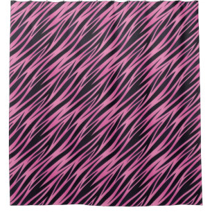 Cortina Para Chuveiro Fundo cor-de-rosa da listra da zebra