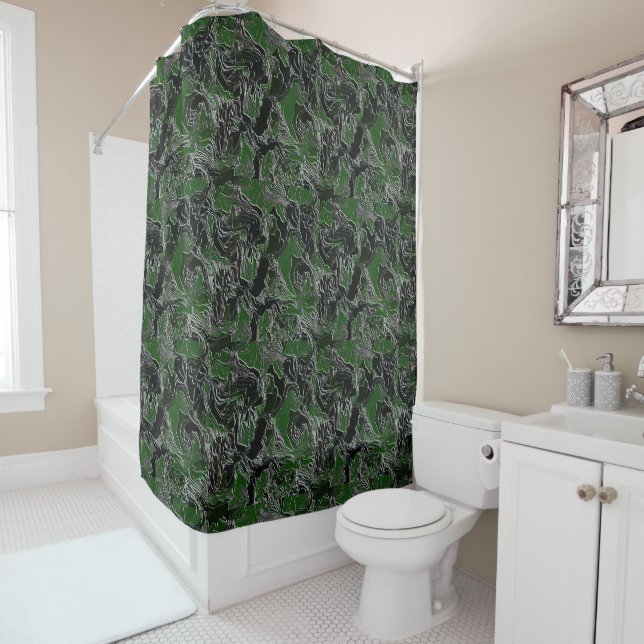 Cortina Para Chuveiro Funky Green Camo (In Situ)