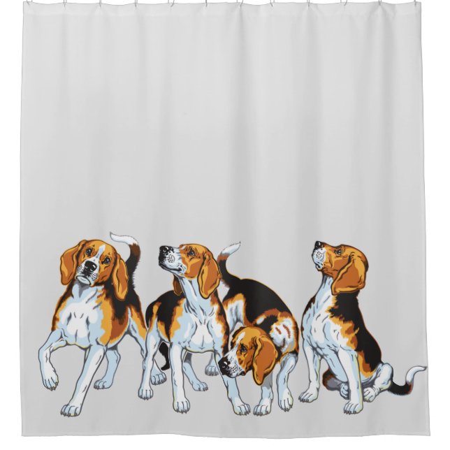 Cortina Para Chuveiro galos de beagle (Frente)