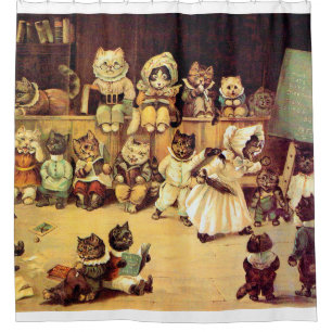 Cortina Para Chuveiro Gatinhos da escola de um gato, Louis Wain