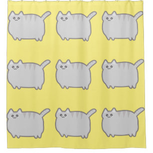 Cortina Para Chuveiro Gato da gordura de Kawaii