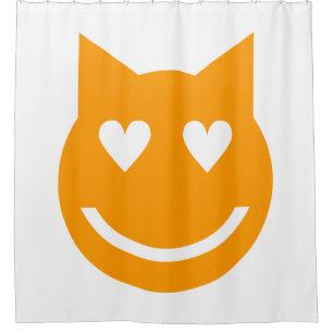 Cortina Para Chuveiro Gato Emoji De Olhos Moldados Pelo Coração
