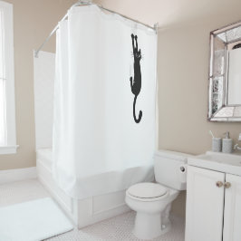 Cortina Para Chuveiro Gato Negro Engraçado Seguindo | Gatinho louco