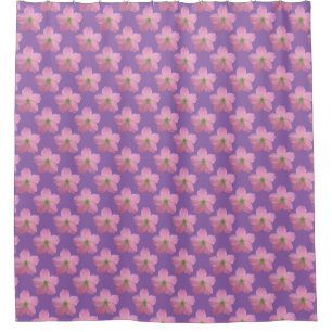 Cortina Para Chuveiro Gerânio cor-de-rosa floral em alguma cor