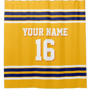 Cortina Para Chuveiro Goldenrod com Marinho White Stripes Sports Jersey