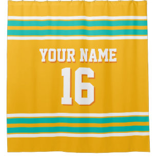 Cortina Para Chuveiro Goldenrod Teal White Strips Sports Jersey