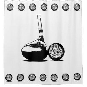 Cortina Para Chuveiro Golf Ball and Club