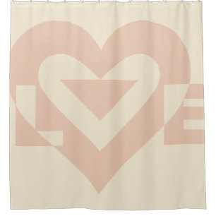 Cortina Para Chuveiro Gráfico de Amor Bonito, Creme Beige